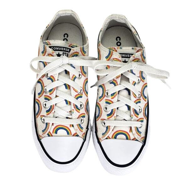CONVERSE ALL STAR RAINBOW LOW TOP CANVAS SNEAKERS MENS SIZE 4 WOMENS SIZE 6 LGBT - Picture 3 of 8